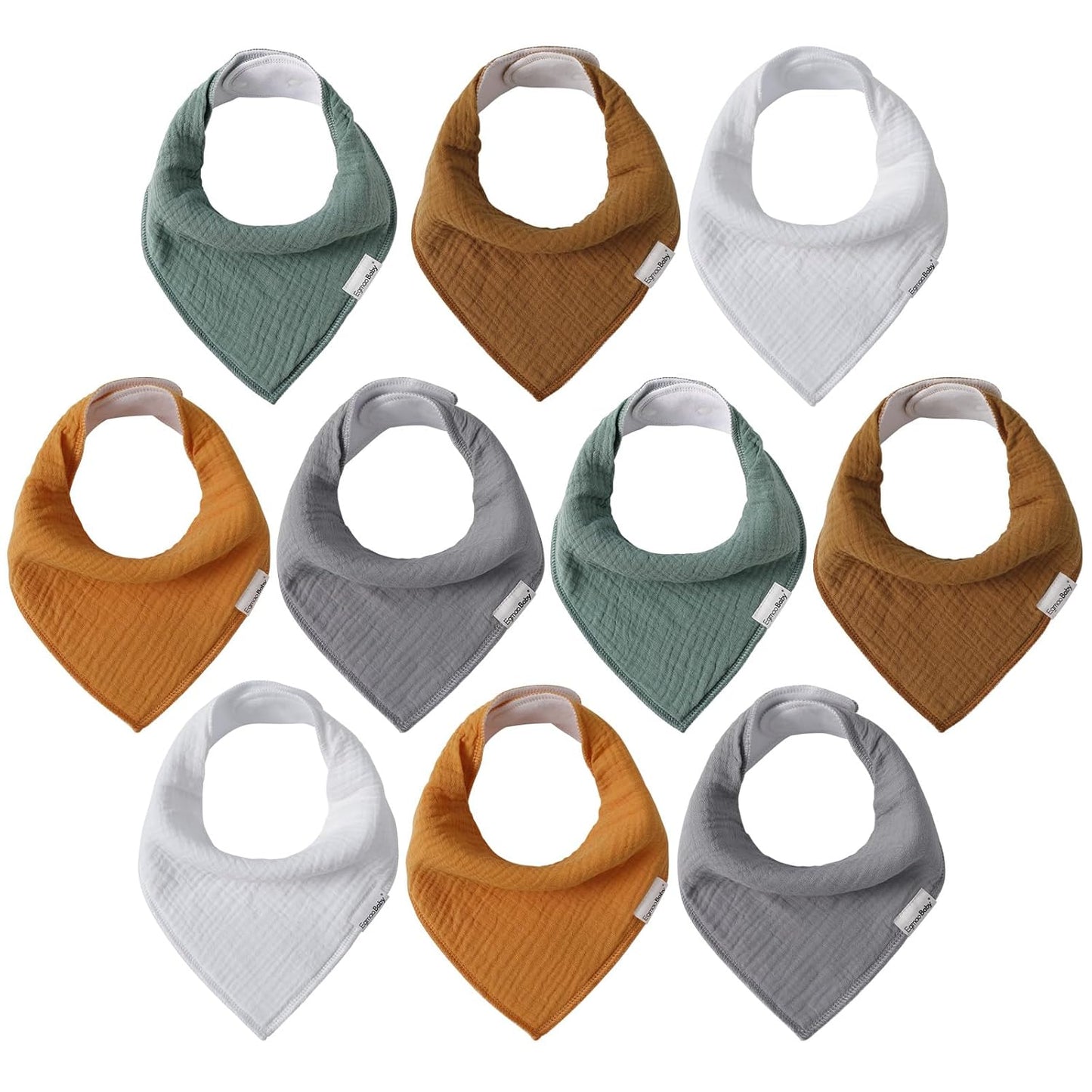 Muslin Baby Bibs for Boys Girls,10 Pack Super Absorbent Baby Bandana Drool Bibs Set for Teething and Drooling,100% Cotton Soft for Infant,Newborn