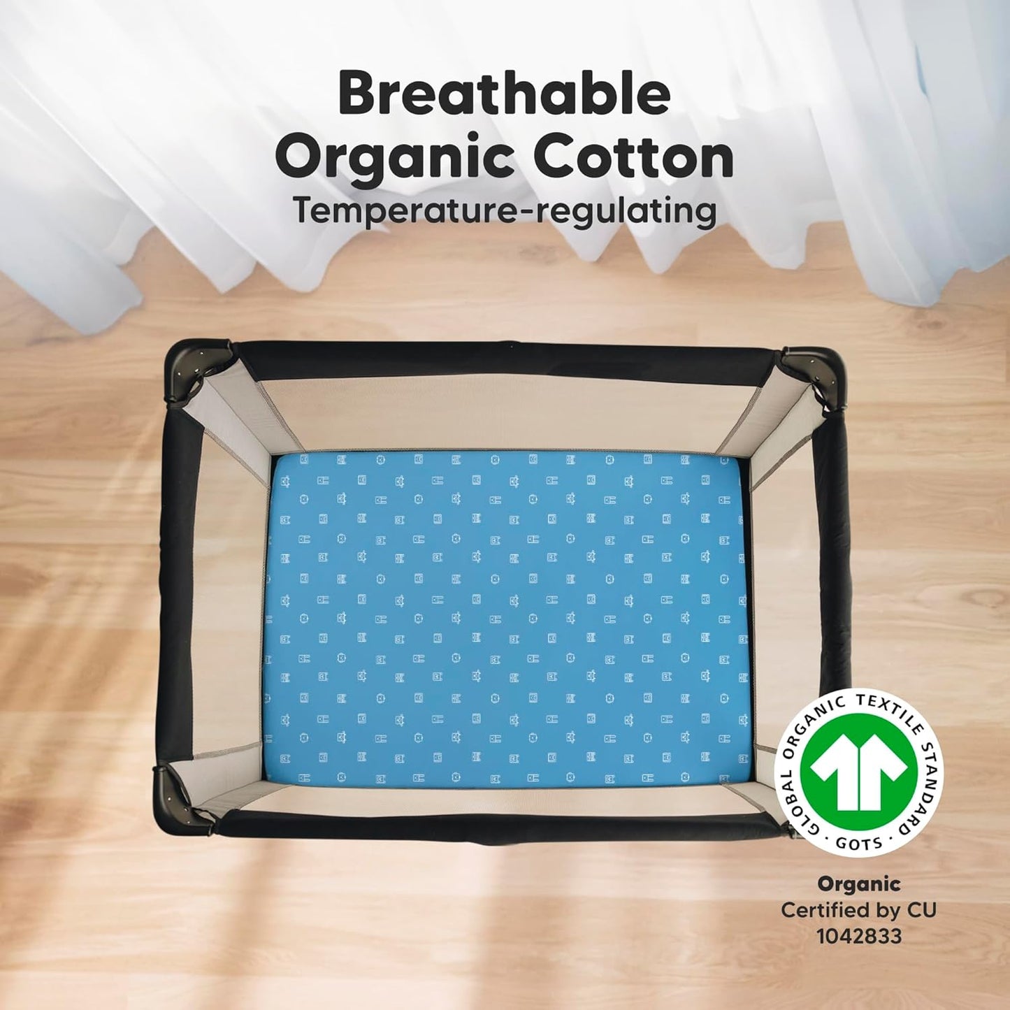 2-Pack Mini Crib Sheets Fitted - 38x26 Pack N Play Sheets for Pack and Play Mattress, Organic Cotton, Soft & Breathable Playard Bedding, Neutral Mini Toddler Bed Cover for Boys, Girls (KeaPixel)