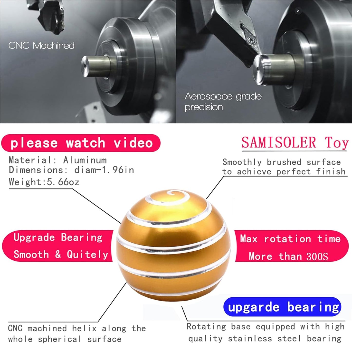 Desk-Fidget-Kinetic-Toys Cool-Gadgets: Cool-Stuff Thing Game Toy for Adult Teen Children Kid, Optical-Illusion Stress Relief Gifts for Man Women Home Office School Christmas Spinning Up 300 Seconds