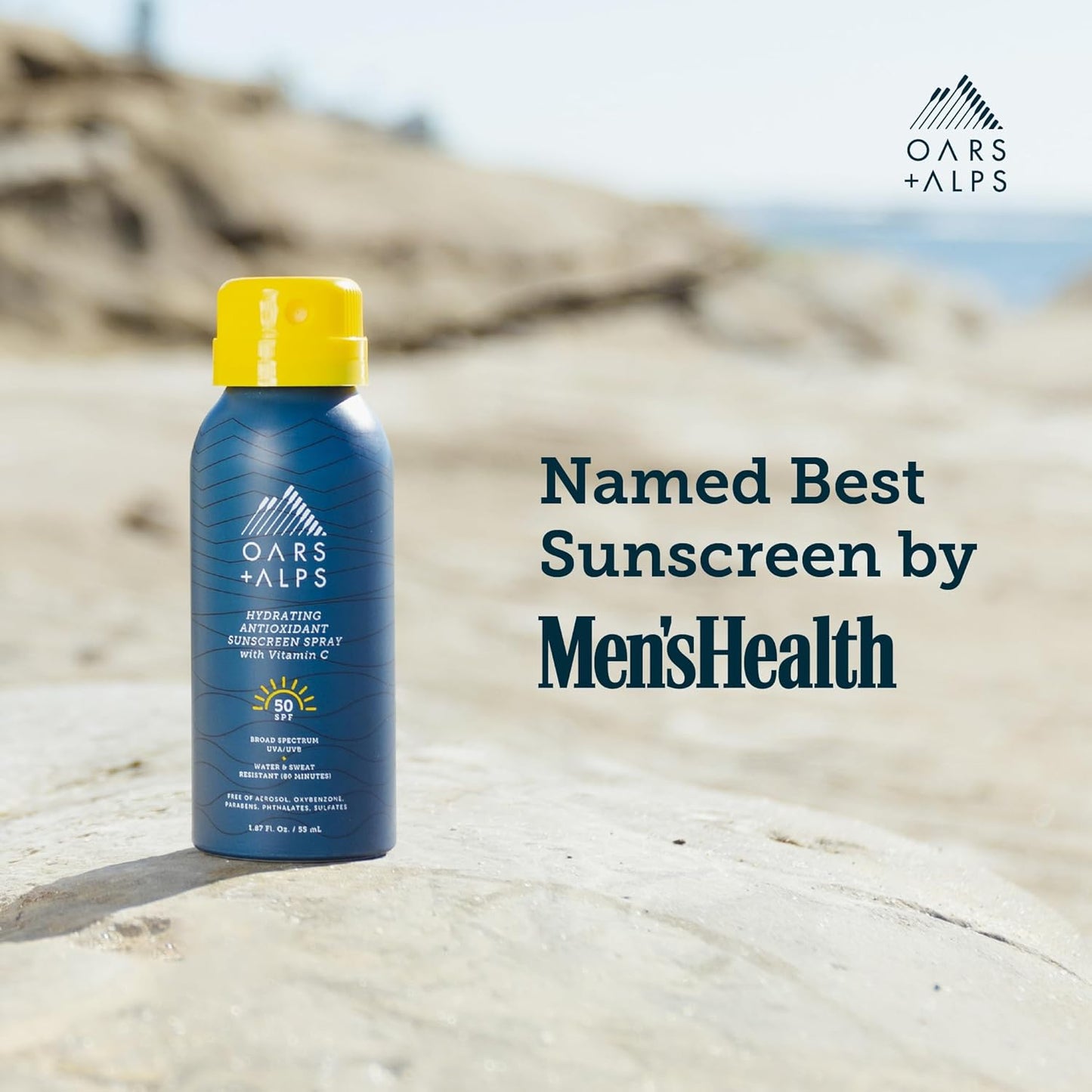 Oars + Alps Sunscreen Spray for Face & Body, SPF 50 Spray Sunscreen Infused with Vitamin C & Antioxidants, No White Residue, Water & Sweat Resistant, All Skin Types, Lightweight, Hydrating, 3pk