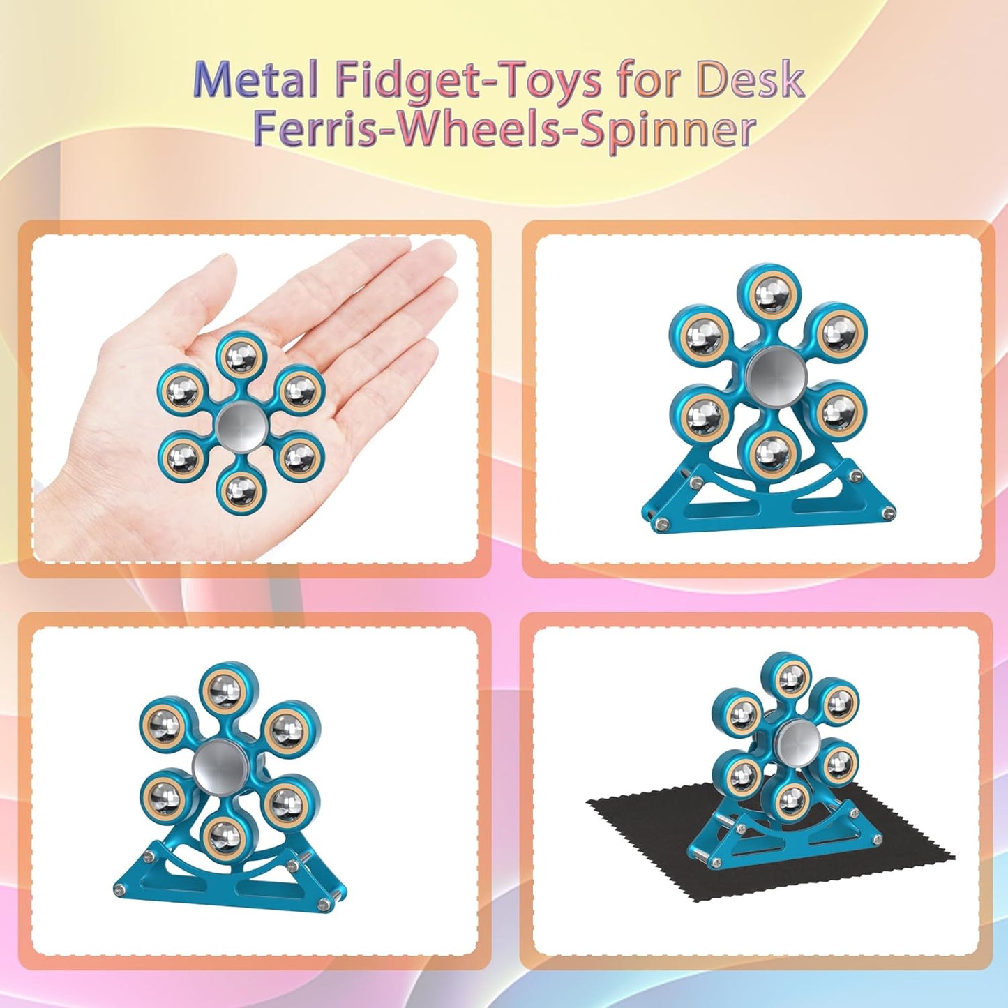 Desk Toys for Fidget Ferris-Wheel Spinner: 4mins Metal Cool-Gadgets Kinetic-EDC-Toy, Cool-Stuff for Kid Children Teen Adult, ADHD Tools Stress Relief Gift for Office Home School Men Woman Christmas