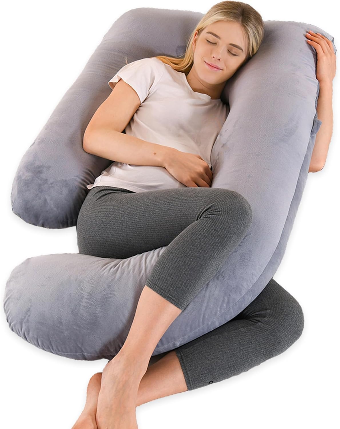 U-Shaped Pregnancy Pillow for Sleeping, Full Body Support for Back, HIPS & Belly - 57 Inch Maternity Pillow with Machine Washable Cover | Maternity Essential