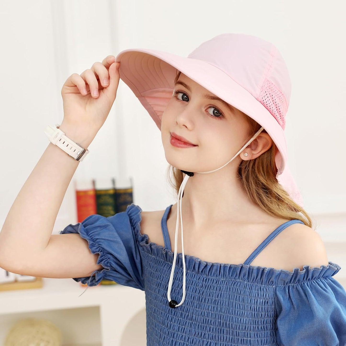 XIAOHAWANG Girls Sun Hat Baby Beach Hats Boys UPF 50+ Kids Summer Protection Cap Toddler Breathable Caps Wide Brim Neck Flap