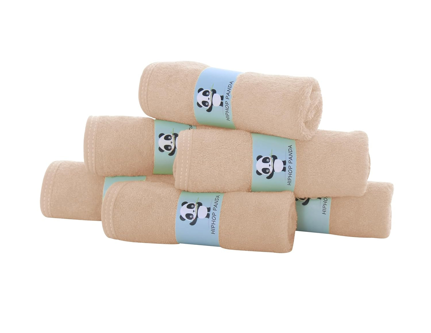 HIPHOP PANDA Baby Washcloths, Rayon Made from Bamboo - 2 Layer Ultra Soft Absorbent Newborn Bath Face Towel - Reusable Baby Wipes for Delicate Skin - Brown, 30 Pack
