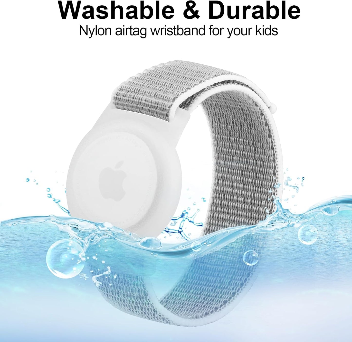 Vancle Kids Wristband for Apple AirTag, Protective Case for Air Tag GPS Tracker Holder with Nylon Bracelet, Adjustable Anti Lost Watch Band for Toddler Baby Children Elders