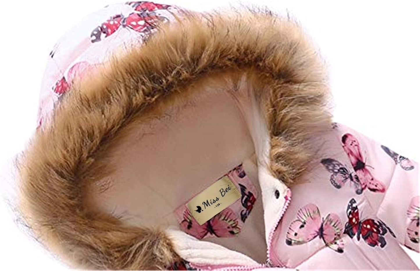 Miss Bei Girl's Winter Coat Jacket Hooded Kids Toddler Flower Print Parka Outwear Warm Cotton Puffer Hooded Jacket