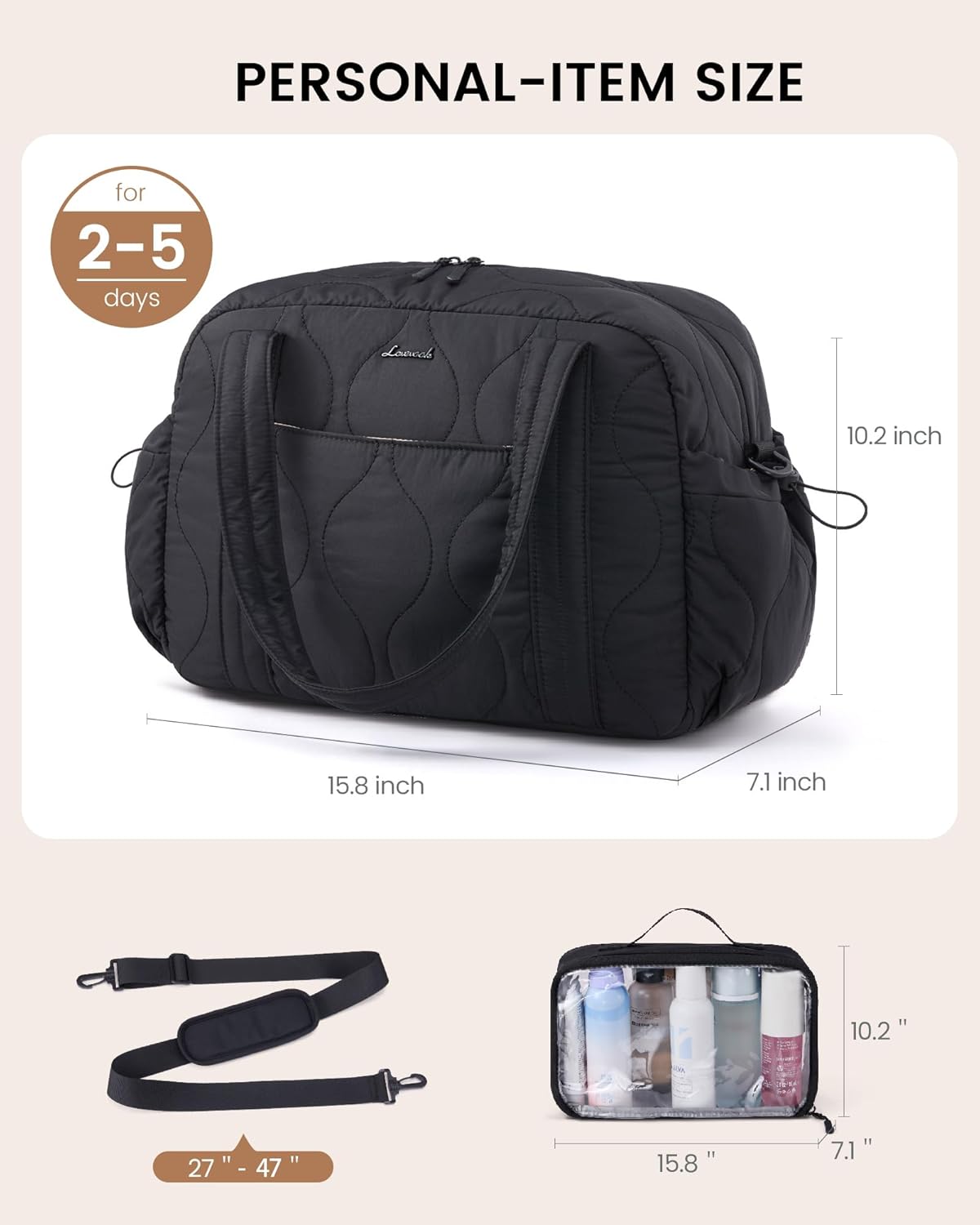LOVEVOOK Gym Bag for Women, Puffer Travel Duffle Bag with Wet Pocket, Lightweight Carry On Bag Weekender Overnight Bag with Toiletry Bag, Multiple Pockets Personal Item Travel Bag for Airplanes