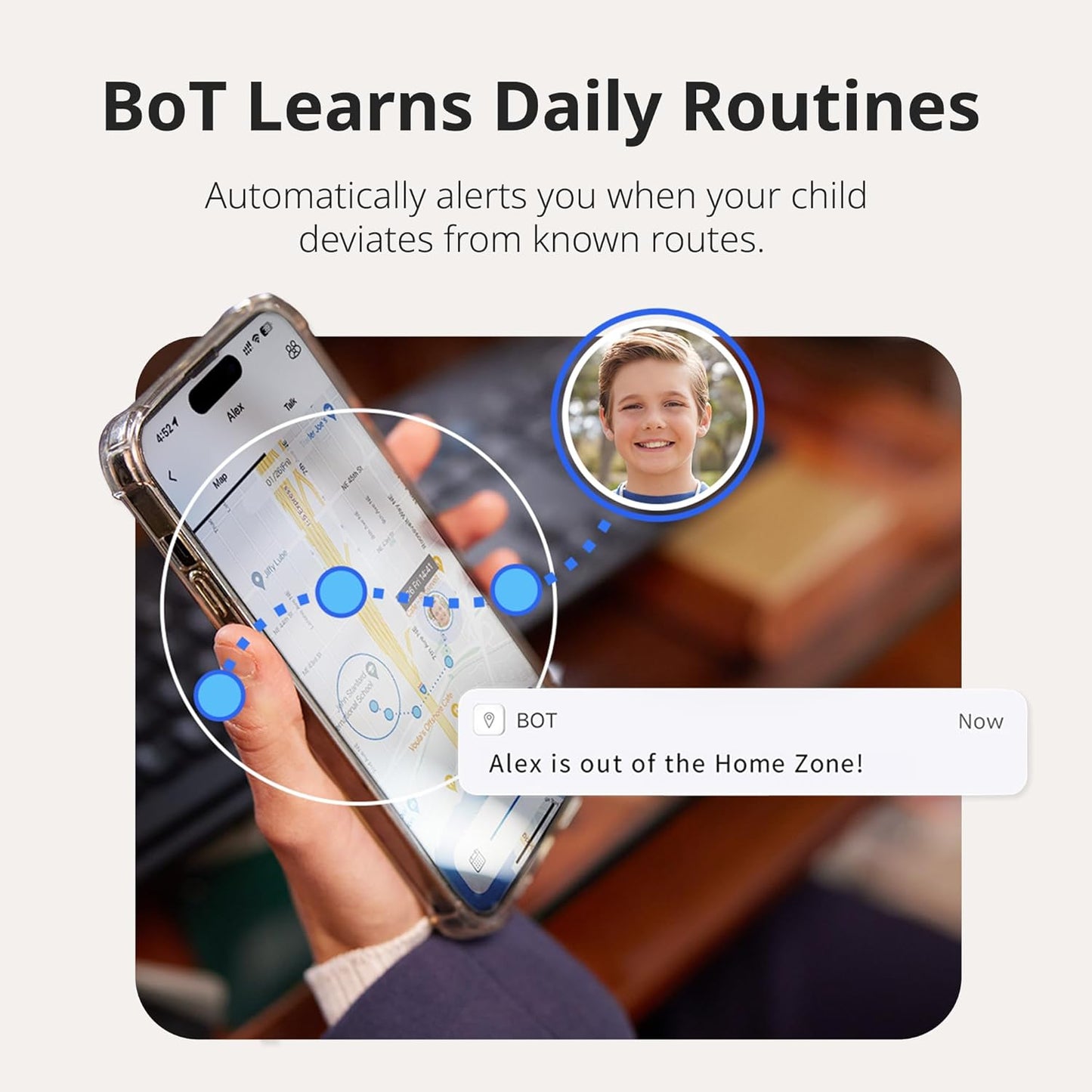 BoT Talk GPS Tracker for Kids - AI-Powered GPS Tracker with Audio, Real-Time Tracking, 2-Way Talk & Alerts - Compact Kids Tracking Device with Monthly Subscription - Designed in Japan