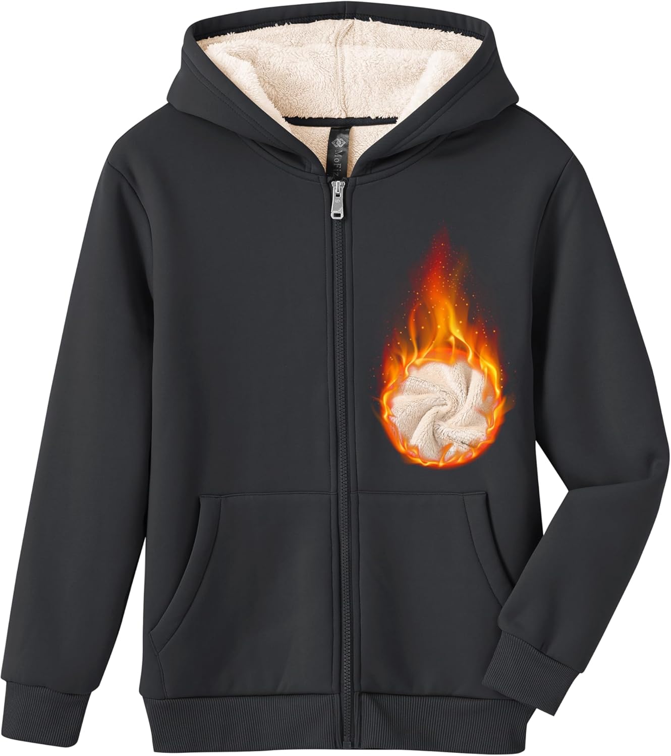 MoFiz Kids Fleece Jackets Sherpa Lined Hoodie Jacket Hooded Zip up Sweatshirt Coats for Boys Girls Winter Casual Outerwear