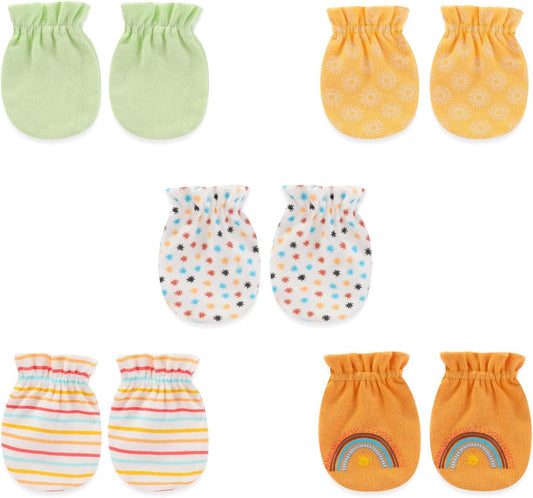 5 Pairs Baby Not Scratch Mittens 0-6 Months New Born Boy Girl Gloves Cute Infant Accessories