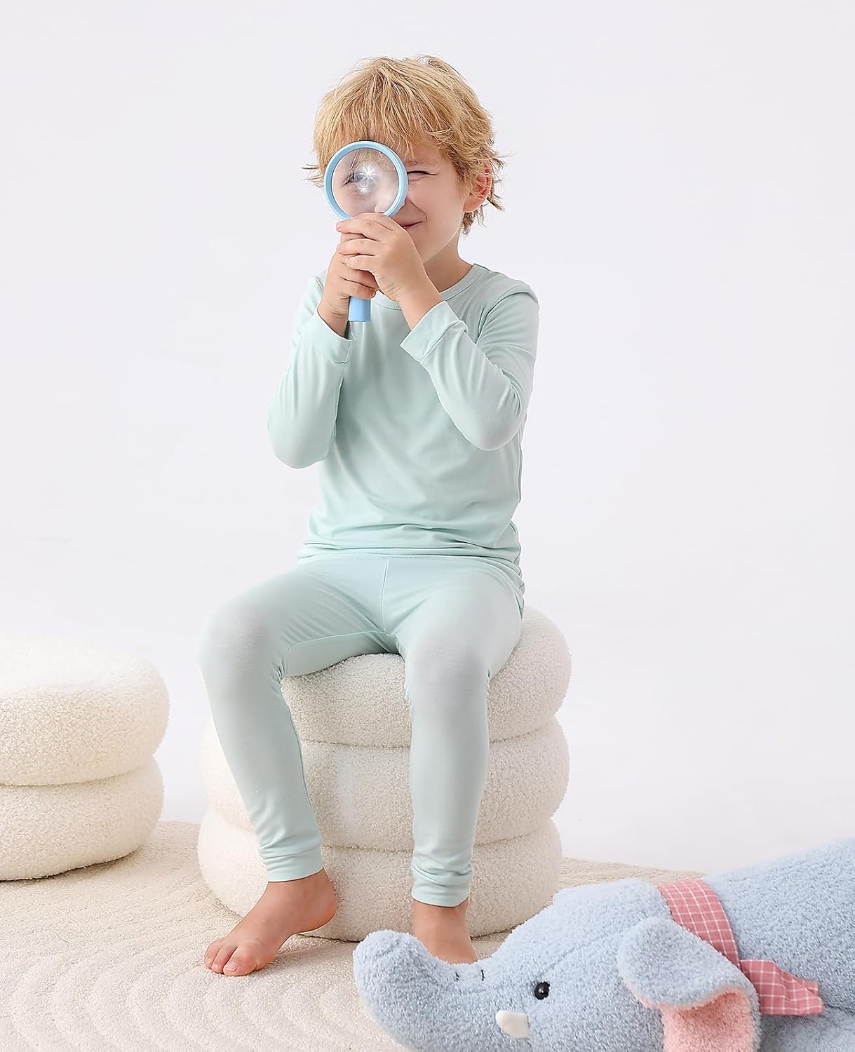 JunNeng Bamboo Viscose Pajamas for Toddler Baby, Boys Girls Solid Snug Fit Pajamas Long Sleeve Sleeper