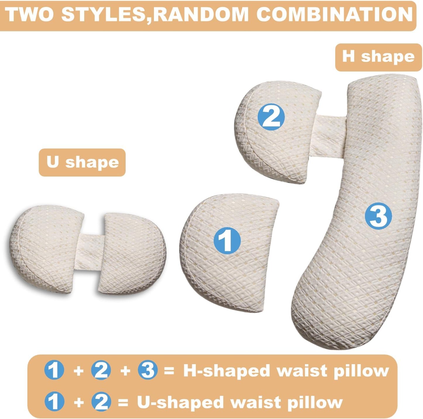 Pregnancy Pillow, Maternity Pillow with Detachable & Adjustable Pillow Cover, Full Body Pillow for Adults Sleeping, Support for Back, Belly, Legs, HIPS, Pregnancy Must Haves