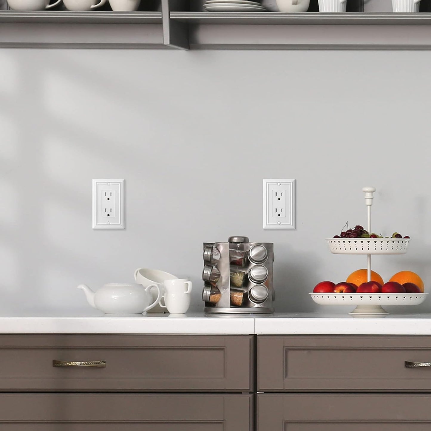 DEWENWILS Decorator Wall plates, White Finish Outlet Covers, Metal Face Plates for Electrical Outlets, GFCI, Dimmer Switch, 4-Pack