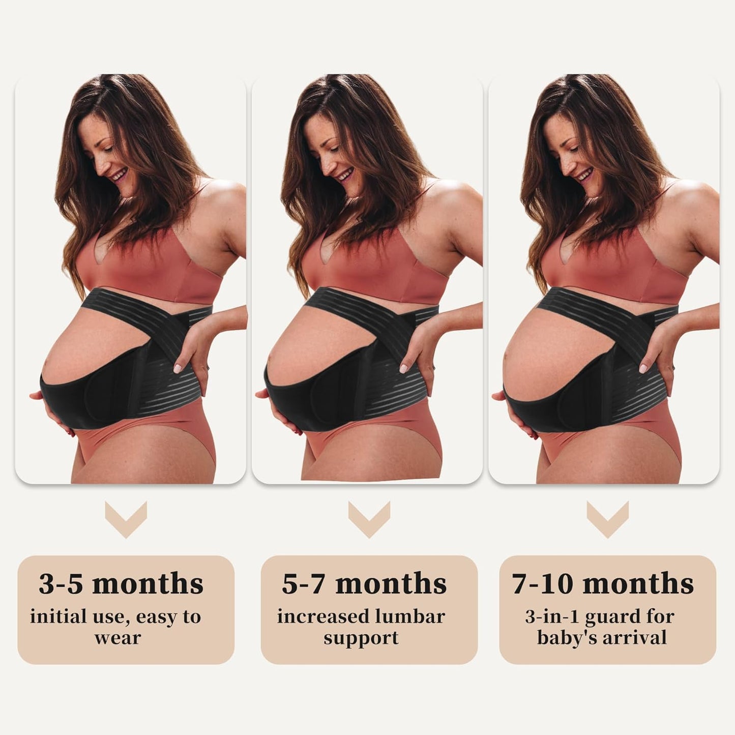 Pregnancy Belly Band, Breathable Belly Support Brace, Pregnancy Support Belt, Lightweight Abdominal Binder, for Abdomen, Pelvis, Black, X-Large, 1 Set