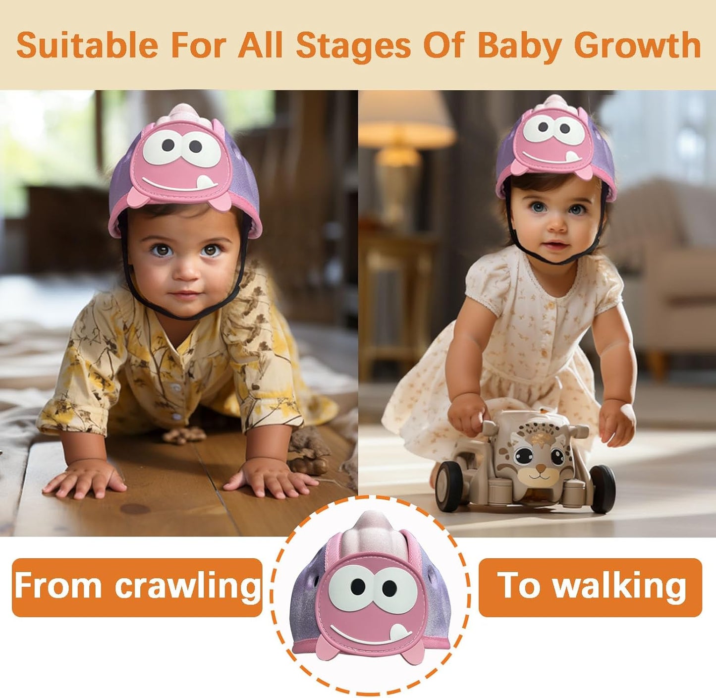 Baby Helmet for Crawing Walking,Soft Infant Safety Helmet,Baby Helmet 1-2 Years for Anti-Fall Head Protector,Adjustable, Breathable