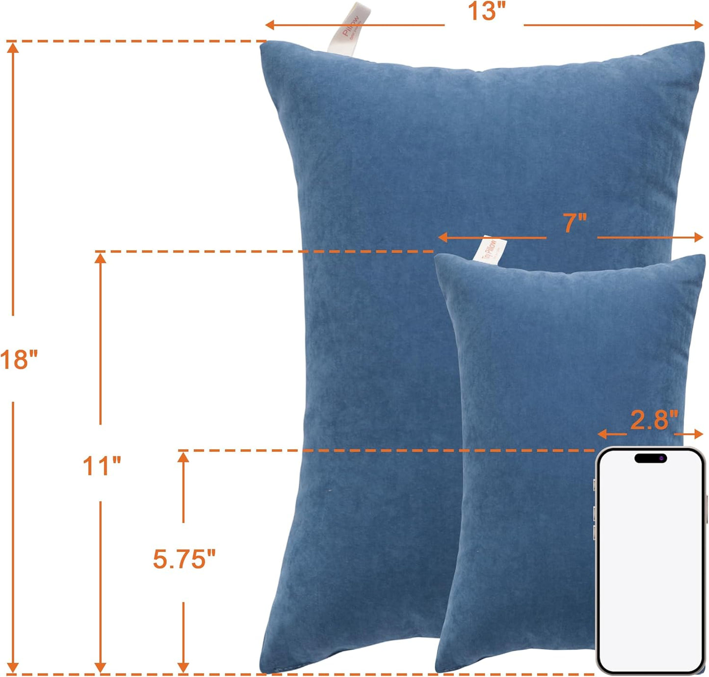 NTBAY Toddler Pillows, Down Alternative 13"x18" Pillows, Machine Washable - Soft and Breathable Travel Small Pillow for Sleeping, Ideal for Daycare, Crib, Cot, Denim Blue