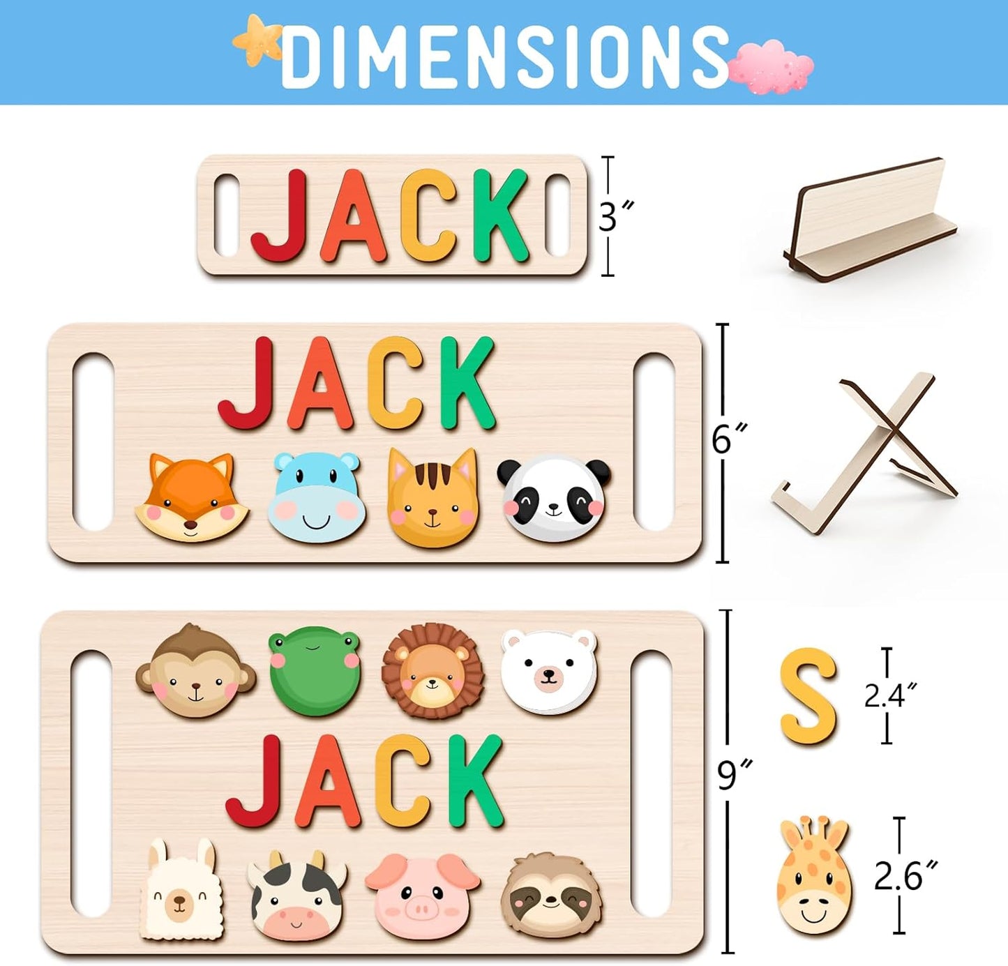 Newly Upgraded Personalized Name Puzzle for Kids, Custom Name Puzzle Personalized Baby Gifts 1st Birthday for Boys Girls Montessori Toys Nursery Decor Toddler Educational Toys