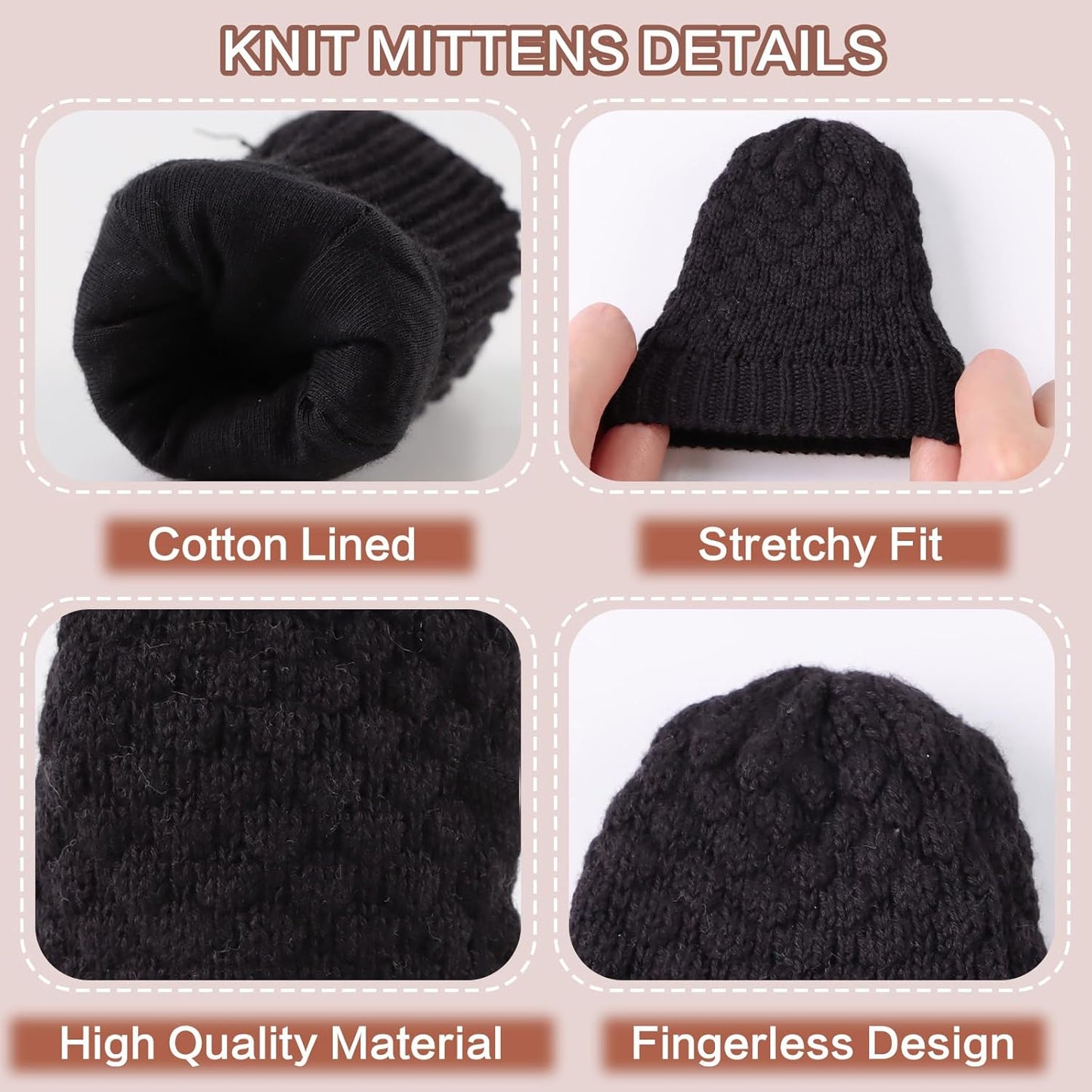 Baby Knit Mittens Toddler Boys Girls Gloves Winter Infant Newborn No Scratch Mitten 0-3 Years