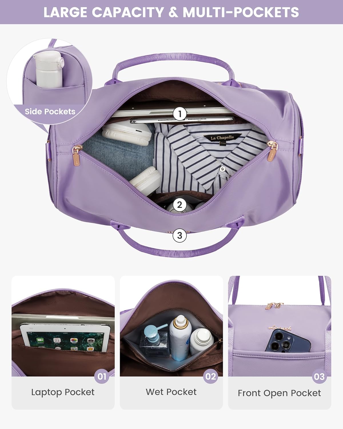 LOVEVOOK Travel Bag,Weekender Bag for Women Travel Duffle Bag with Shoe Compartment,Carry on Overnight Bag with Wet Pocket,Gym Yoga Duffel Bag,Hospital Bags for Labor and Delivery,3 Pcs Set