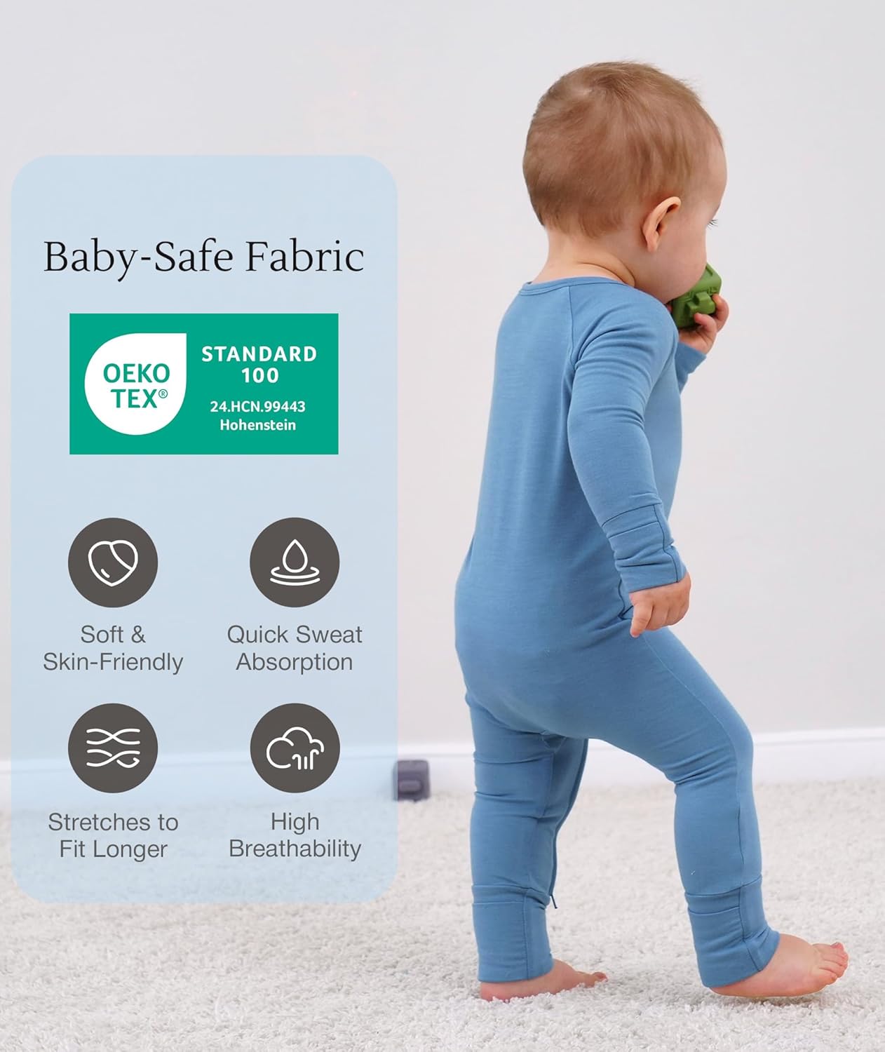 Baby One-Piece Romper Footless Bamboo Viscose Pajamas Sleepers for Baby Boys and Girls