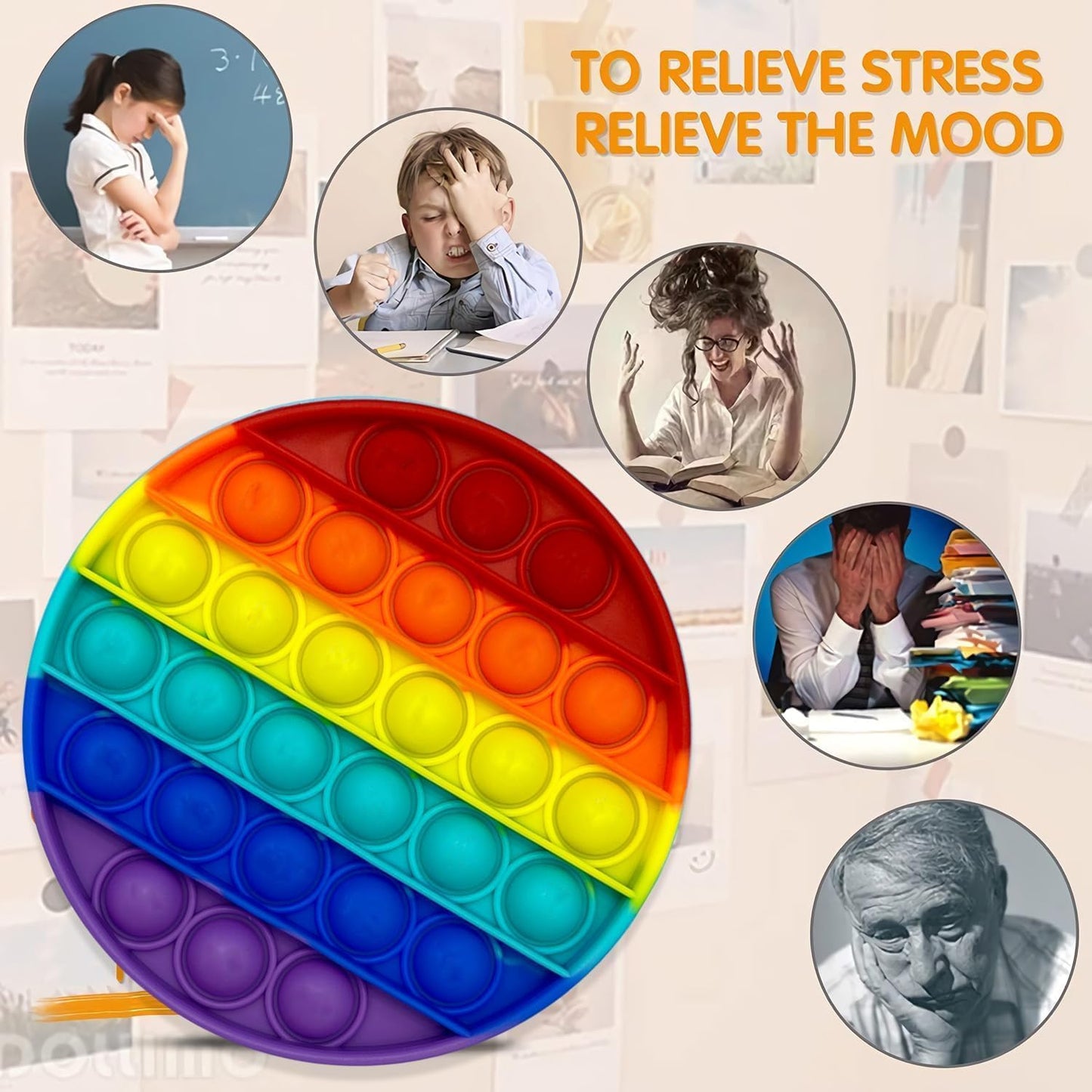 12pcs 5in Random Pop Bubble Fidget Sensory Toys, Pop Toy Bulk for Party Favor, Classroom Student Prizes Easter Basket Goodie Bag Stuffers Christmas Valentine Gift for Kid