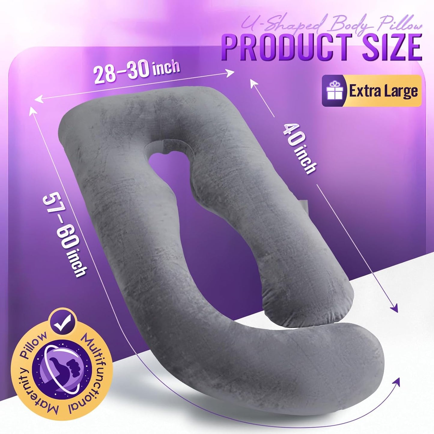 Pregnancy Pillow for Sleeping, Extra Large U Shaped Body Pillow, Maternity Pillow for Pregnant Women with Velvet Cover