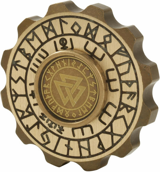 Freelove Viking Pirate & Gossip Design Fidgets Spinners, Copper Metal Spinner Fidget Toy Prime for Adults, Premium Bearing for 4~6 Mins, Autism Sensory ADHD Anxiety Stress Reduce Figet Spiner, Brass