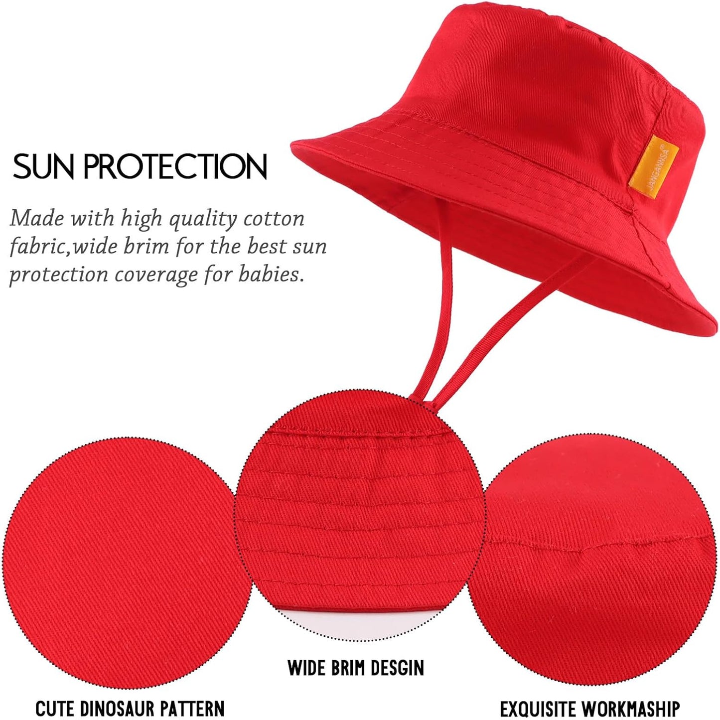 JANGANNSA Cotton Baby Sun Hat Infant Toddler Boys Girls Bucket Hats Summer Sun Protection Kids Beach Caps