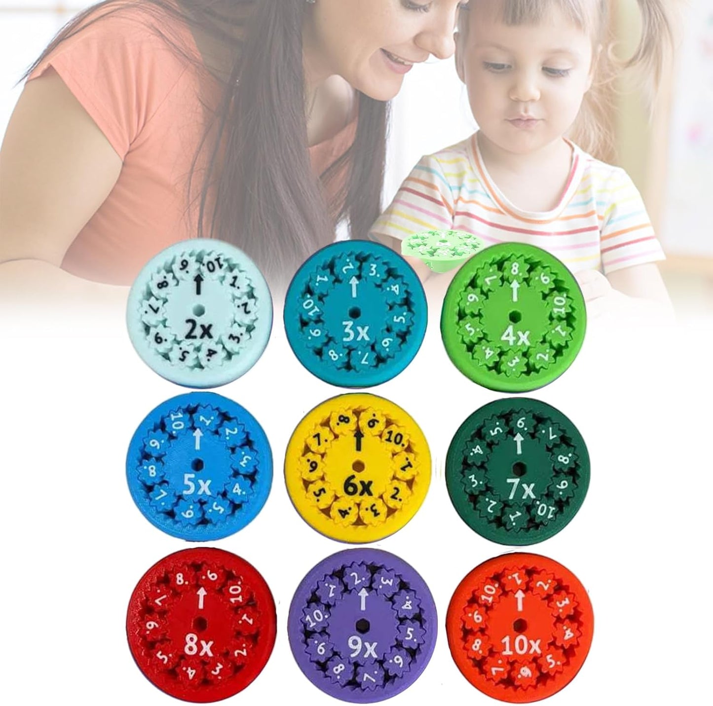 Math Fidget Spinners,Educational Math Fact Fidget Spinners - Learn Division & Multiplication - Perfect for Stimmers & Fidgeters (Multiply Or Divide 9pcs)