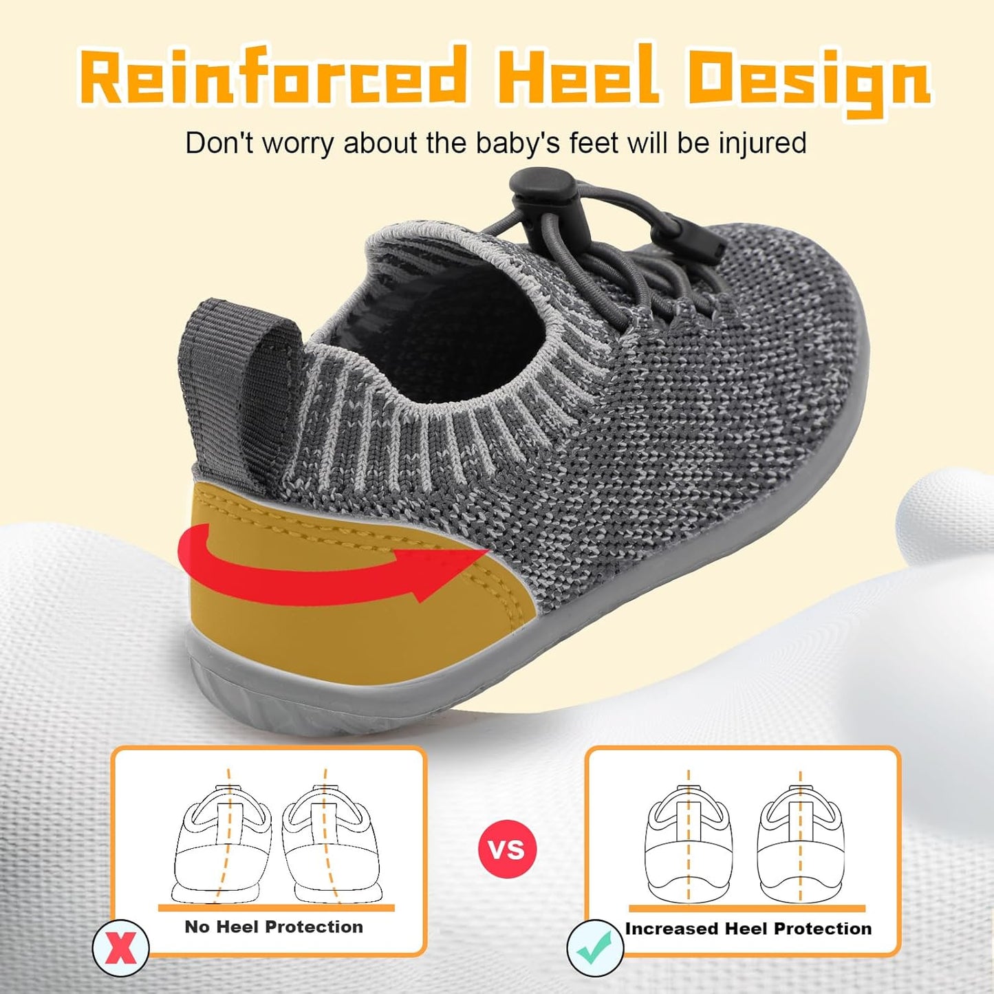 FEETCITY Baby Shoes Boys Girls First Walking Shoes Lightweight Infant Sneakers Slip On Shoe