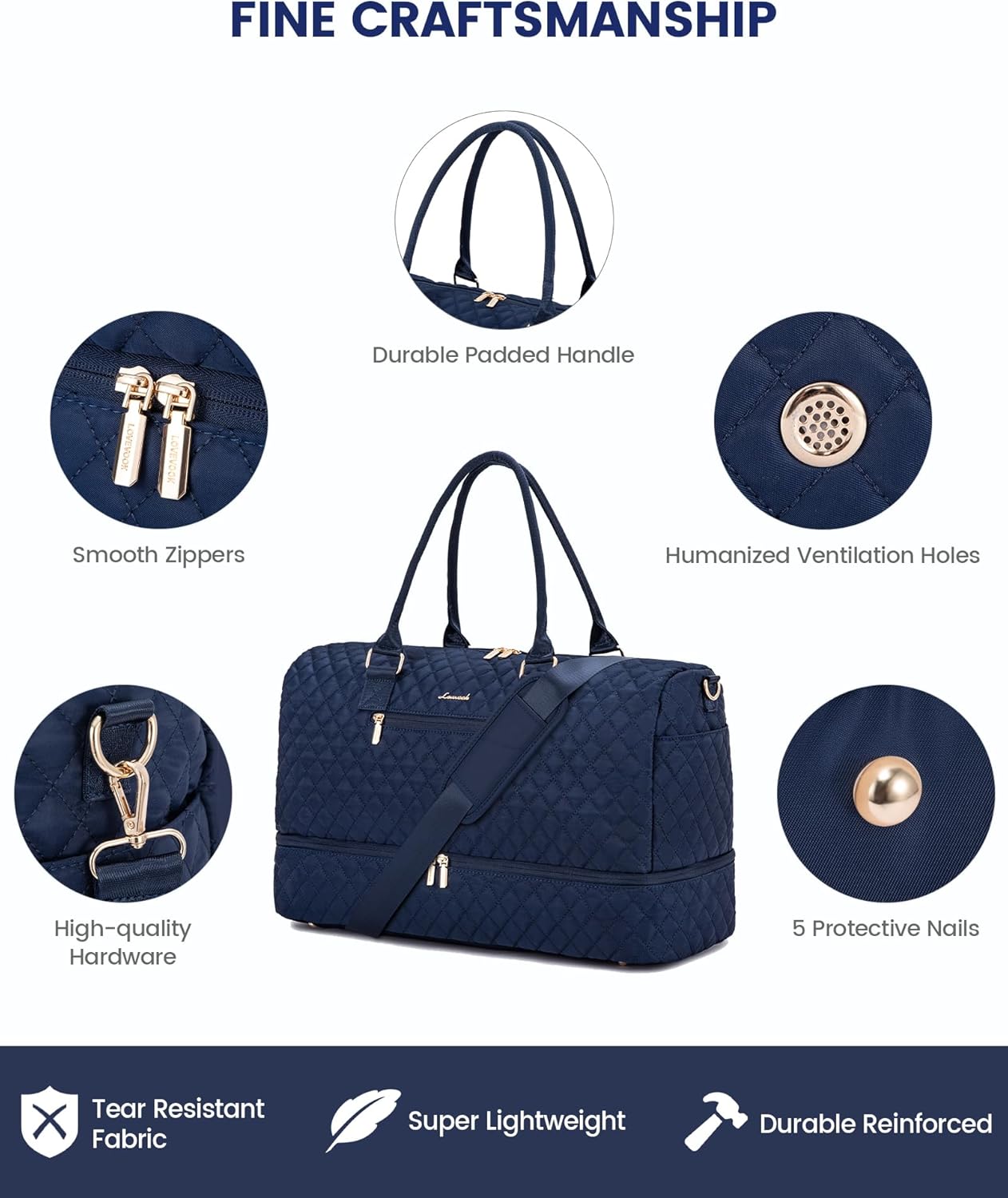 LOVEVOOK Travel Duffle Bag for Women, Weekender Overnight Bag with Shoe Compartment, Carry on Bag with Toiletry Bag, Gym Duffel Bag with Wet Pocket, Hospital Bags for Labor and Delivery 3 Pcs Set