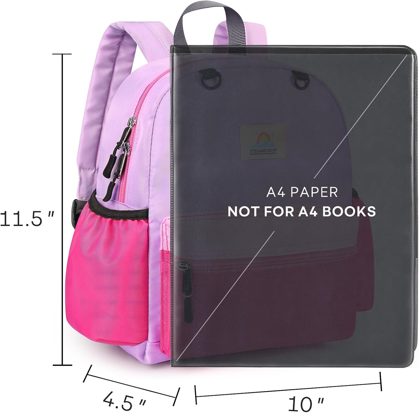 STEAMEDBUN Toddler Backpack for Girls 2-4: Preschool Kindergarten Backpacks - 12 inch Daycare Backpack