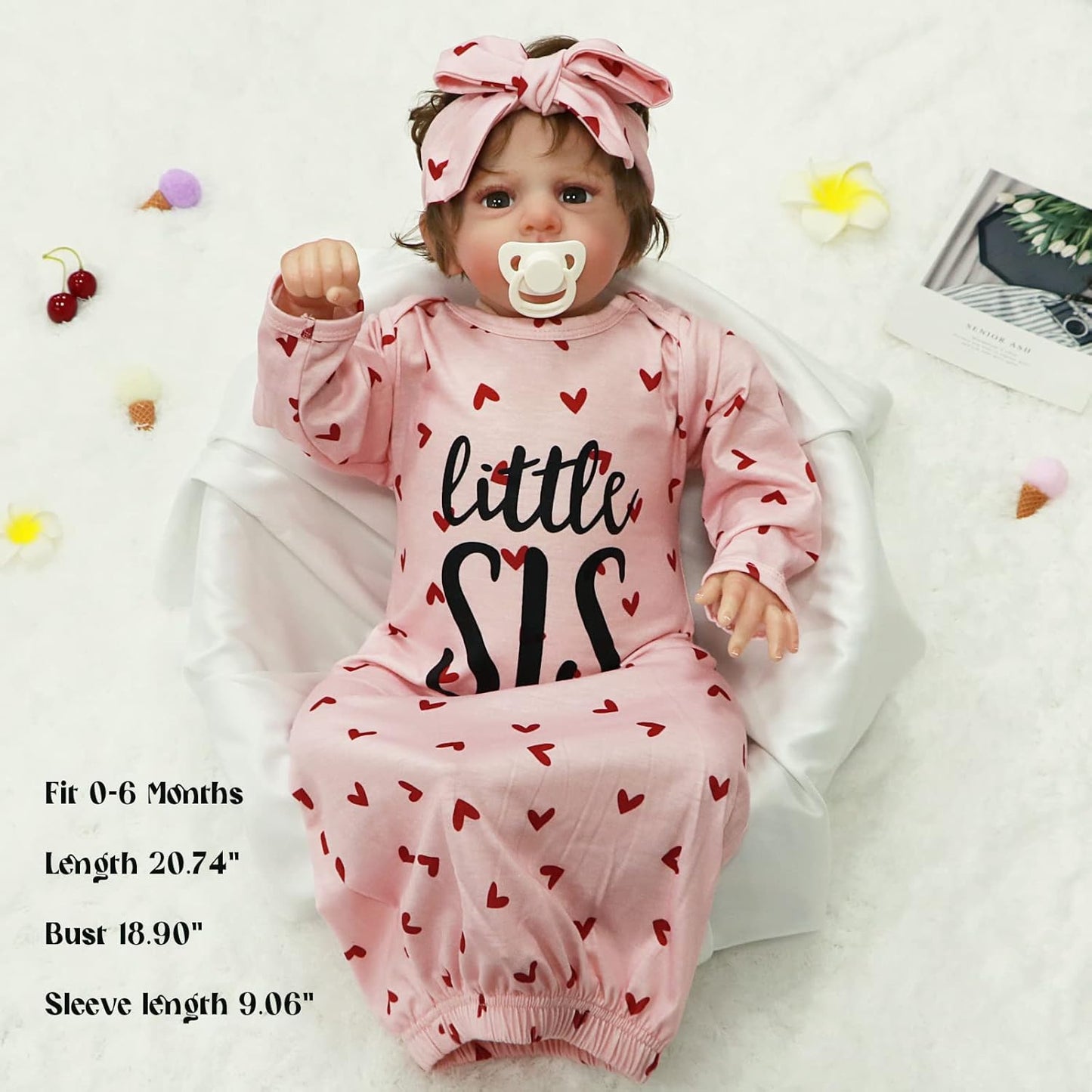 AMAWMW Newborn Baby Girl Little Sister Sleeper Gown Stripe Long Sleeve Nightgown Pajamas Gifts Stuff Essential Outfit