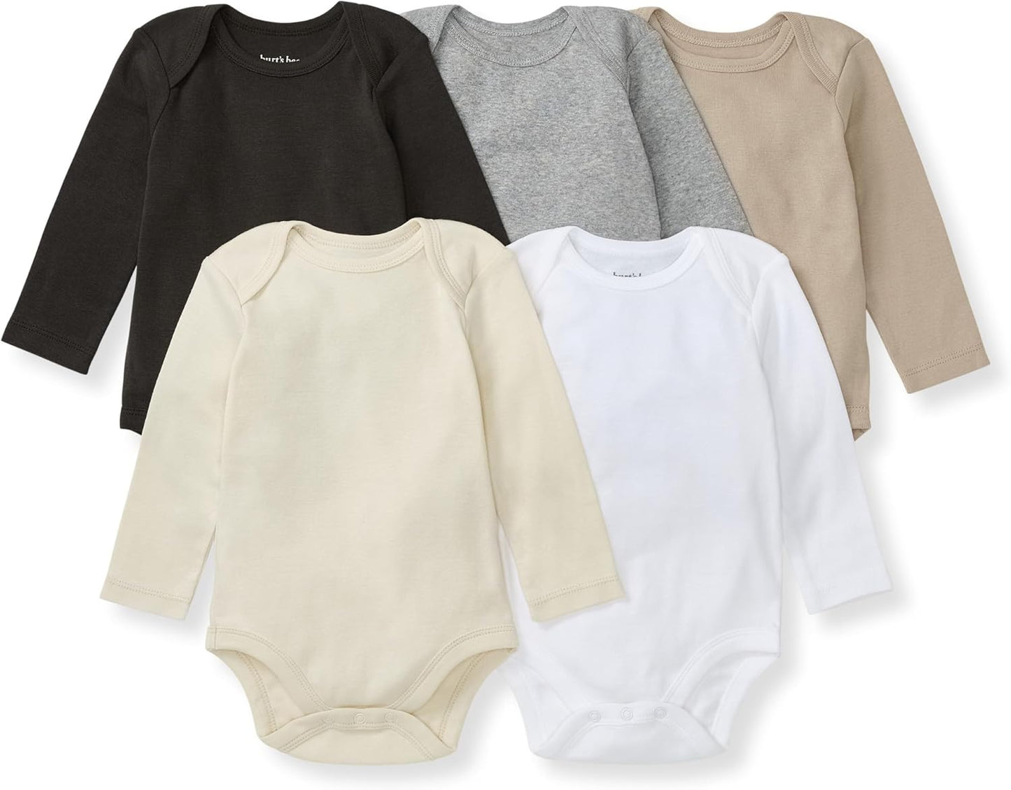 Burt's Bees Baby Unisex Organic Cotton Short and Long Sleeve Bodysuits, 5-Pack