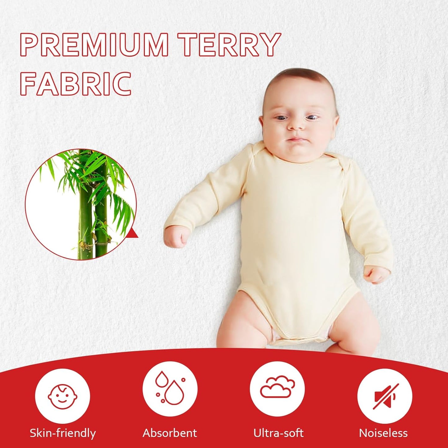 Pack and Play Sheets & Waterproof Terry Pack N Play Mattress Protector Pad Cover 4 Pack, Viscose Terry Pack N Play Sheets Set, Grey & Pink