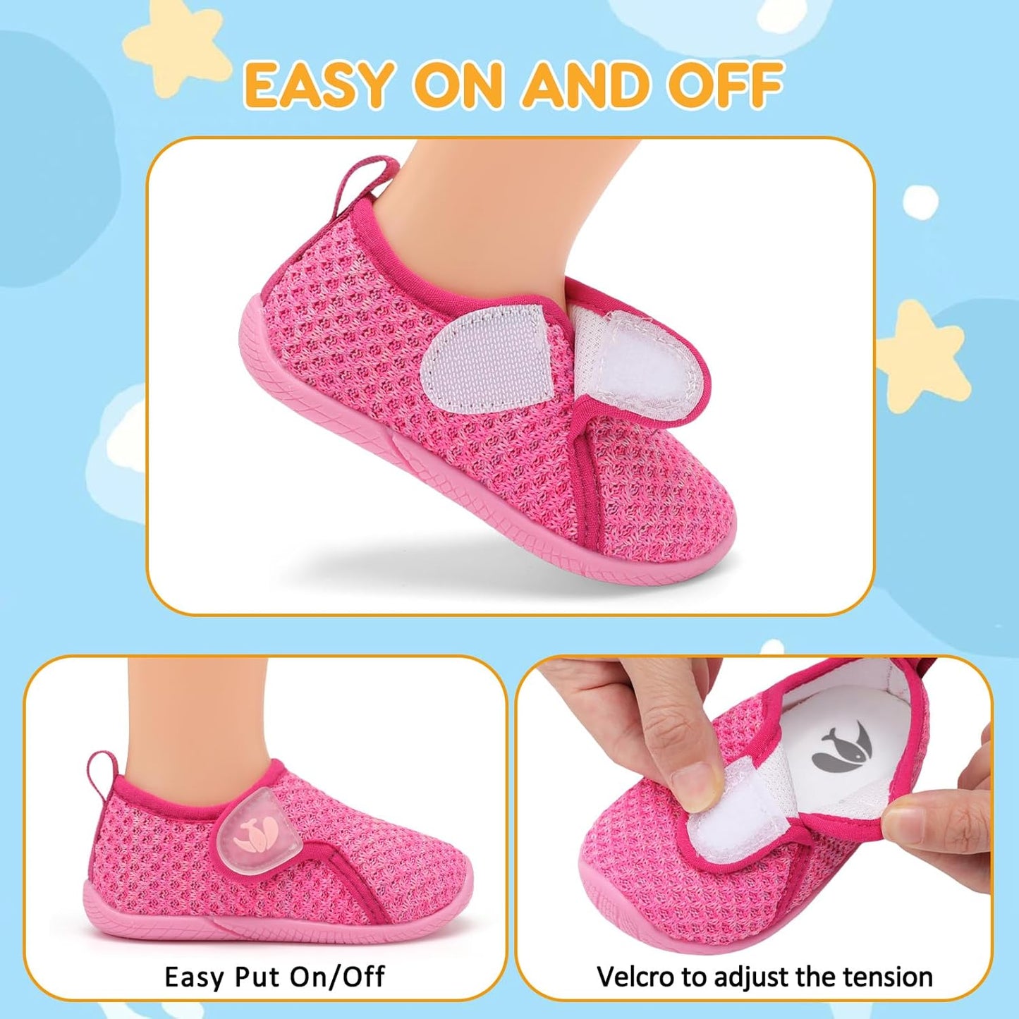 FEETCITY Toddler Walking Shoes Slip On Toddler Shoes Boys Girls Kids Sports Sneakers Casual School Shoes Barefoot Shoes