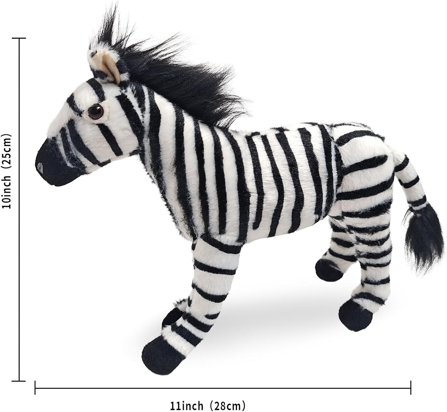 Zebra Stuffed Animal, Zebra Horse Baby Doll Realistic Plush Toy, Animal Stuffed Horse Plush Toy Gift for Girls Boys-10”