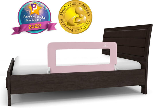 ComfyBumpy 1-Pack Bed Rail for Toddlers 35.5" L x 19.5" H | Toddler Bed Rails for Twin, Full & Toddler Bed Size | Swing Down Bed Rail Guard | Baby Bed Side Rail for Kids | Pink