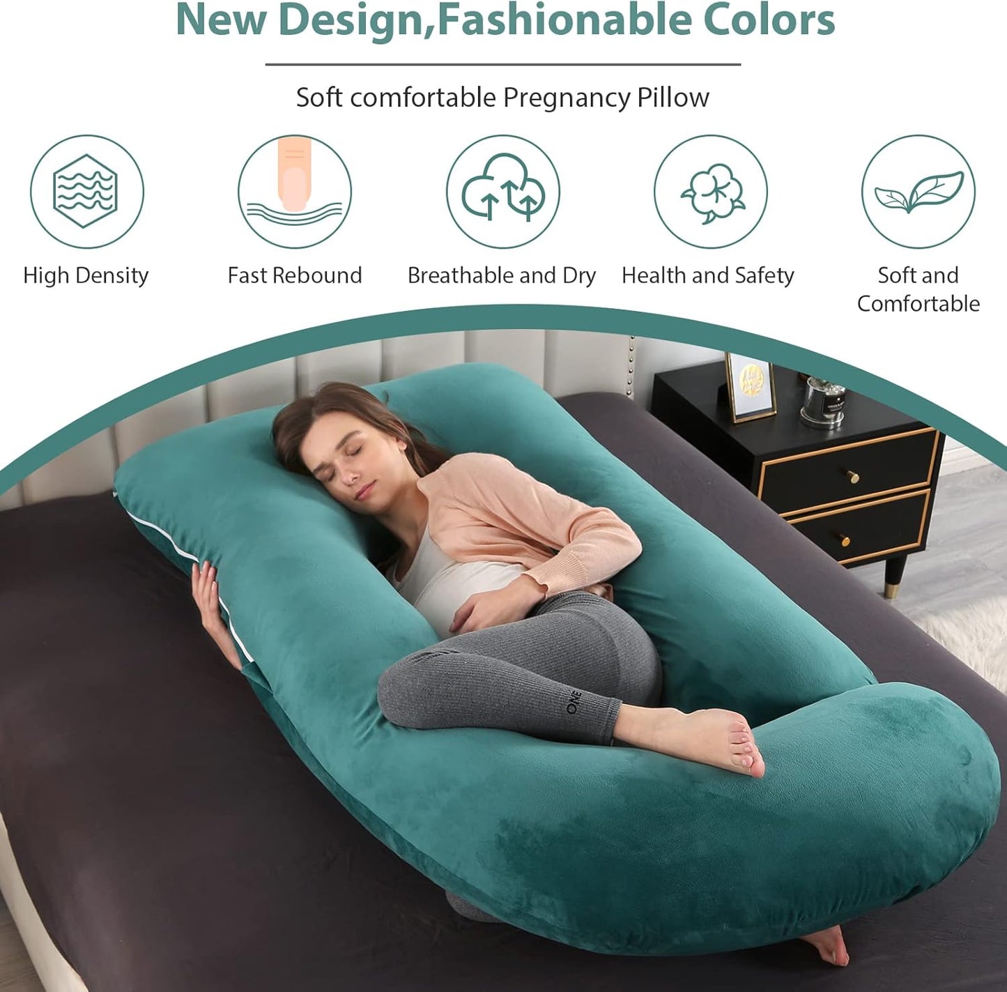 BATTOP Pregnancy Pillows for Sleeping,Full Body Maternity Pillow with Removable Cover,Support for Back,HIPS,Legs,Belly for Pregnant Women,Pregnancy Must Haves