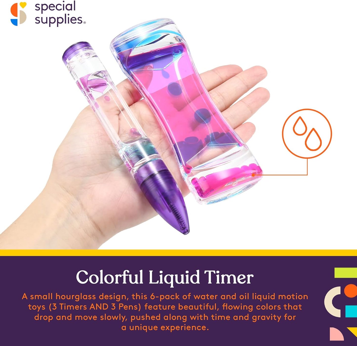Special Supplies Liquid Motion Bubbler Toys (3-Pens/3-Timers, Pack of 3 Pens and 3 Timers, 3-Pens/3-Timers)
