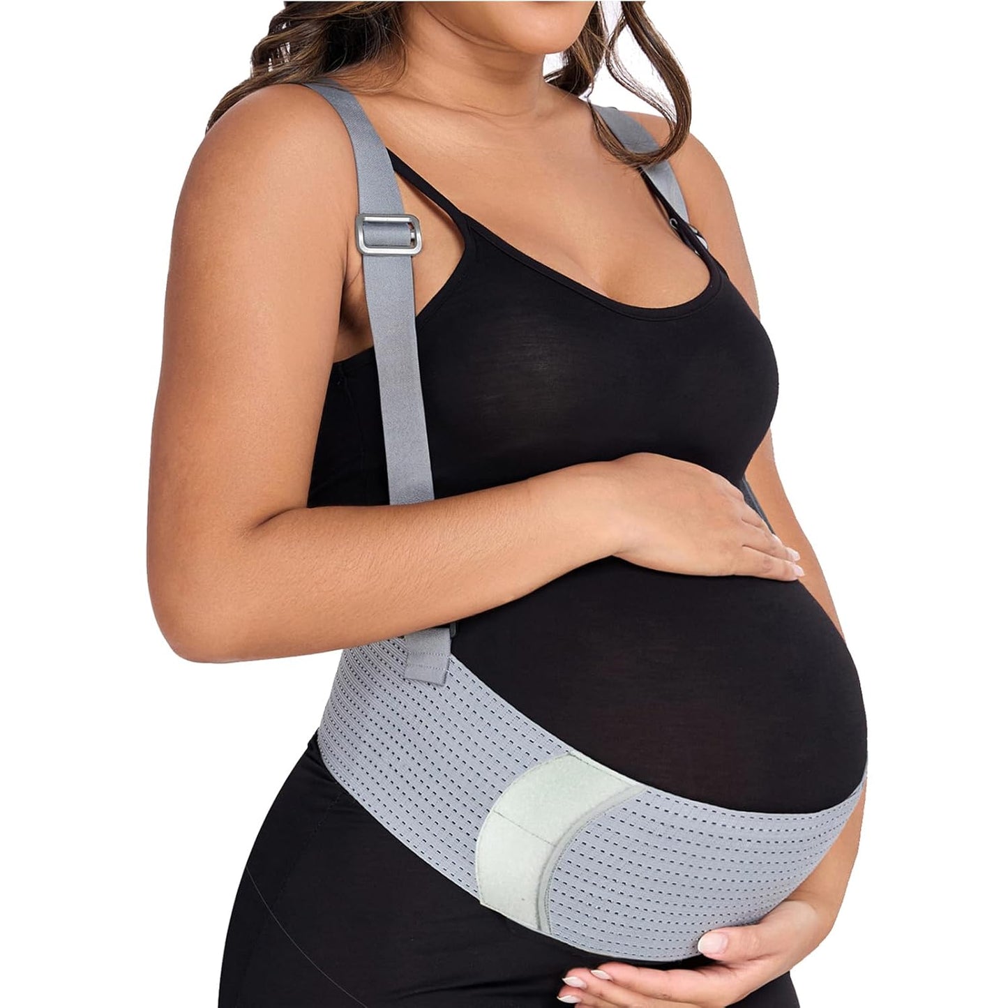 Belly Bands For Pregnant Women Maternity Belt Pregnancy Belly Support Band Adjustable Pregnancy Belt with Back Brace Straps (Gray, Large)