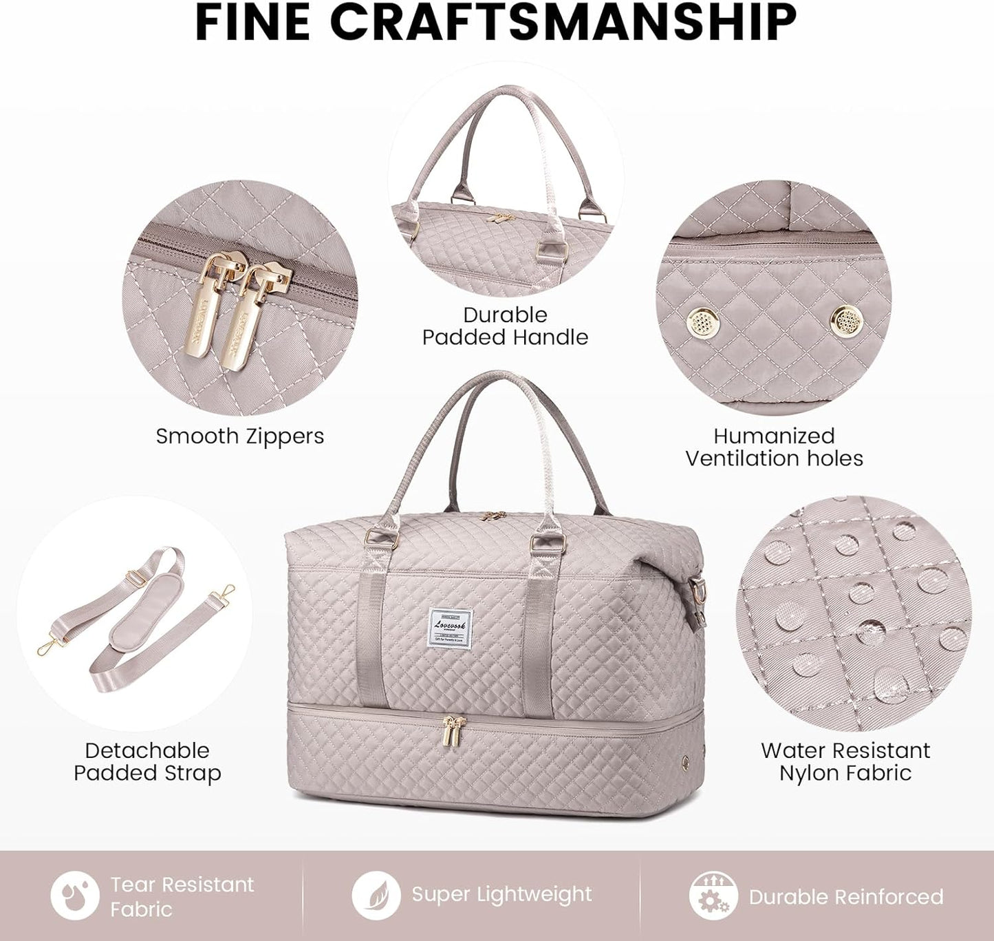 LOVEVOOK Travel Duffle Bag,Weekender Bags for Women with Shoe Compartment，Carry on Overnight Bag with Toiletry Bag,Gym Duffel Bag with Wet Pocket, Hospital Bags for Labor and Delivery