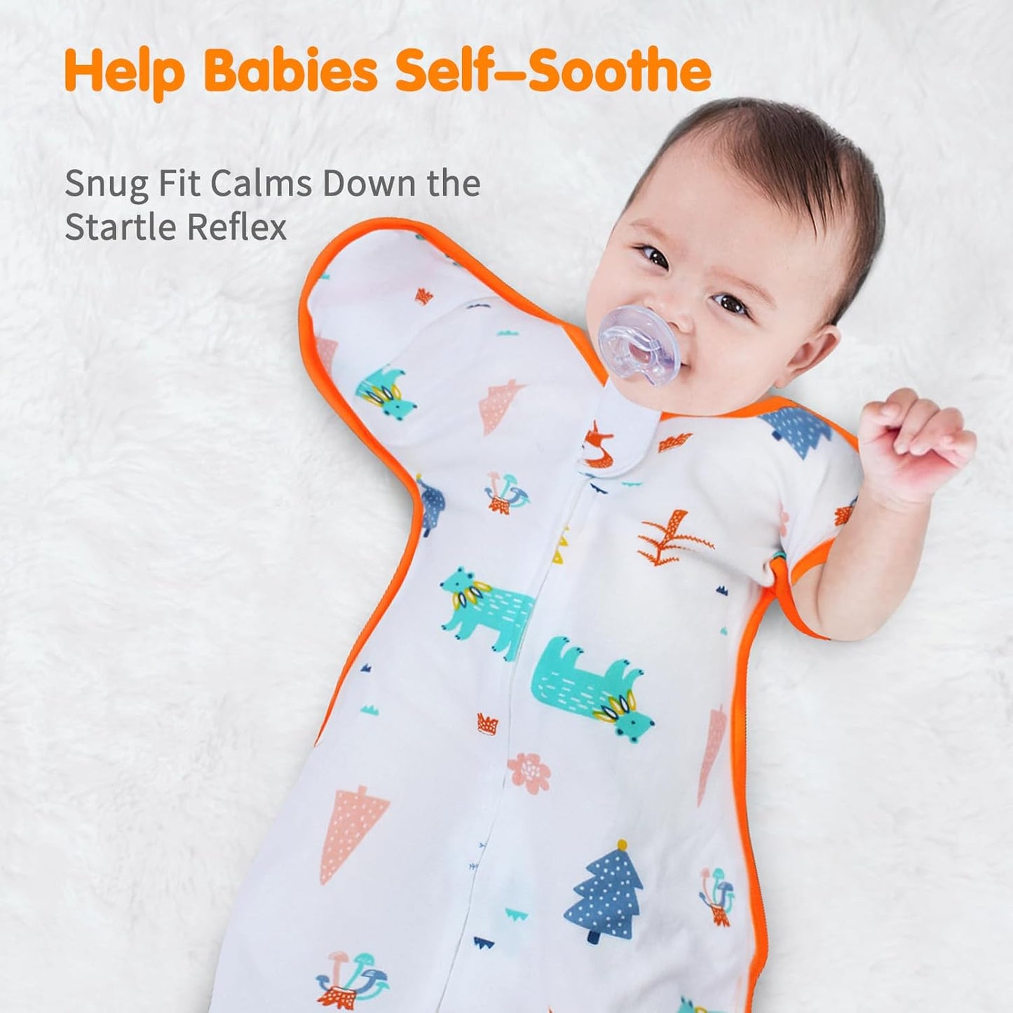 Transition Swaddle 3-6 Months Sleep Sack Baby Arms up Swaddles 2-Way Zipper 100% Cotton Arms in/out 0.8 Tog Baby Swaddles Newborn Sleep Sack for Boy Girl, 2-Pack Transitional Swaddle (Medium 14-20lbs)