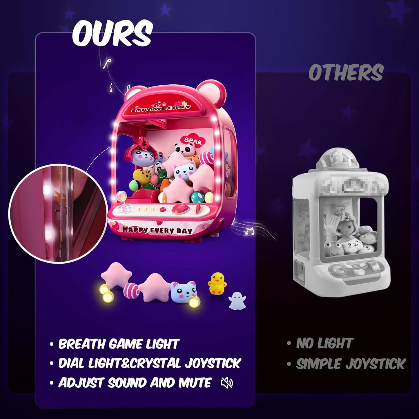 Skirfy Claws Machines for Kids,Unicorns Toys for Girls Age 6+,Mini Vending Machine with Plush Toys,Candy Dispenser Machine,Claws Game Machine,Easter Birthday Gifts for Kids