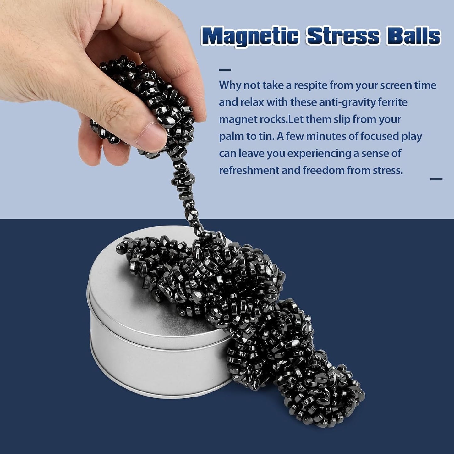 Magnetic Putty Over 1000 Weak Magnetic Beads Fidget Ferrite Putty Crags Magnetic Stones Fun Quiet Magnetic Balls Fidget Toys for Office and Desk (Black)
