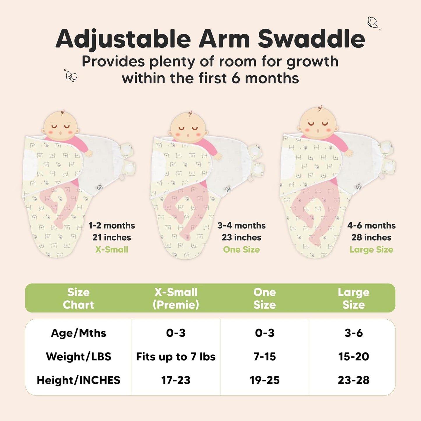 3-Pack Organic Baby Swaddle Sleep Sacks - Swaddles for Newborns, Infant 0-3 Months, Baby Girls, Boys, Soft & Snug Newborn Sleep Sack, Nursery Swaddling Blankets (Bumble Bear)