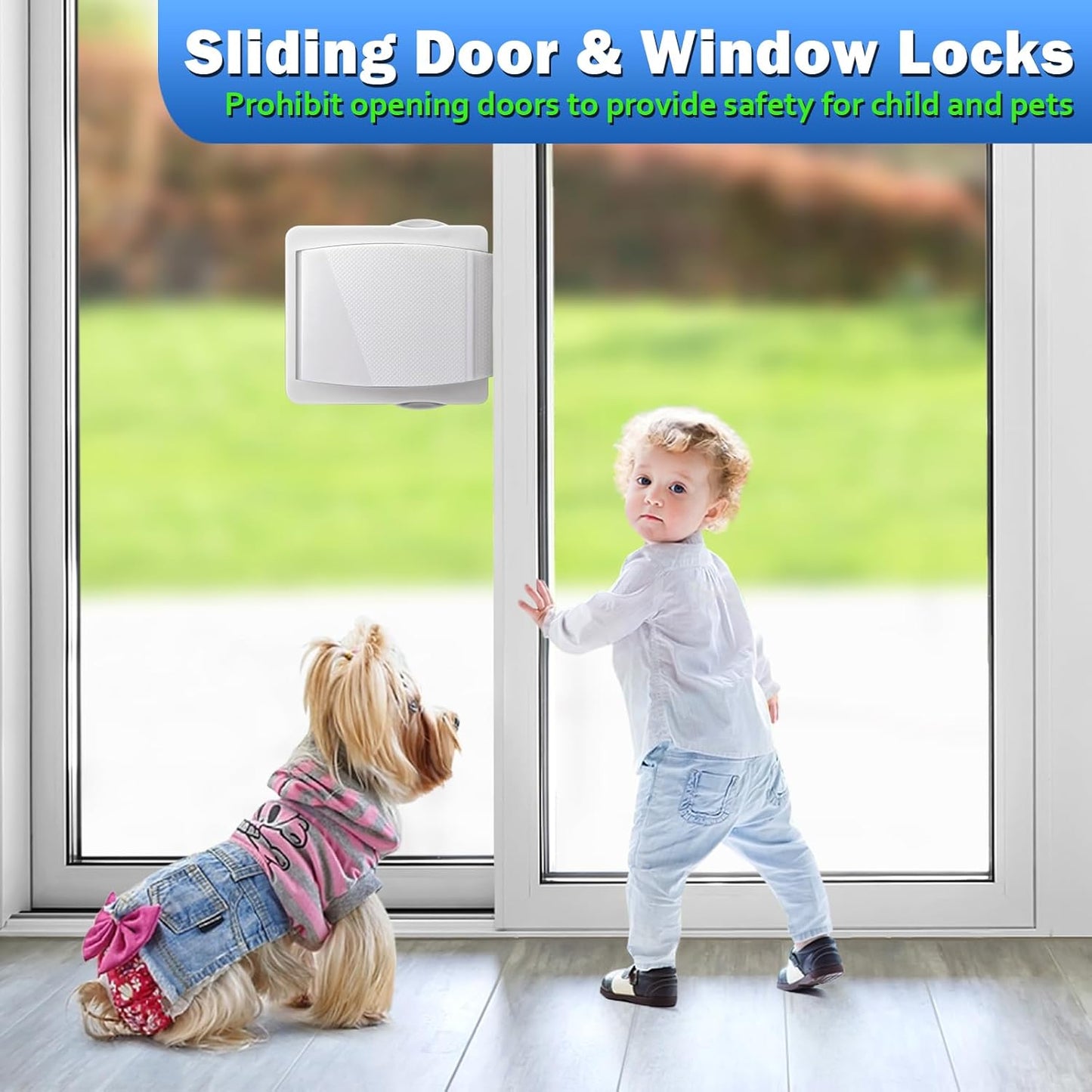 Sliding Door Lock, 6 Pack Child Safety Sliding Glass Door Lock for Sliding Glass Doors, Sliding Windows, Sliding Closet, etc. Easy to Installation Provides More Security for Your Baby and Pets