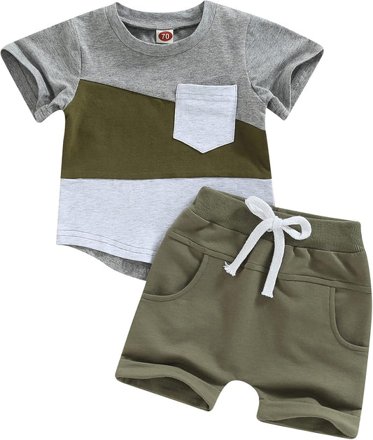 Mubineo Infant Toddler Baby Boy Summer T Shirt Shorts Outfits Short Sleeve Tee Tops Clothes Set