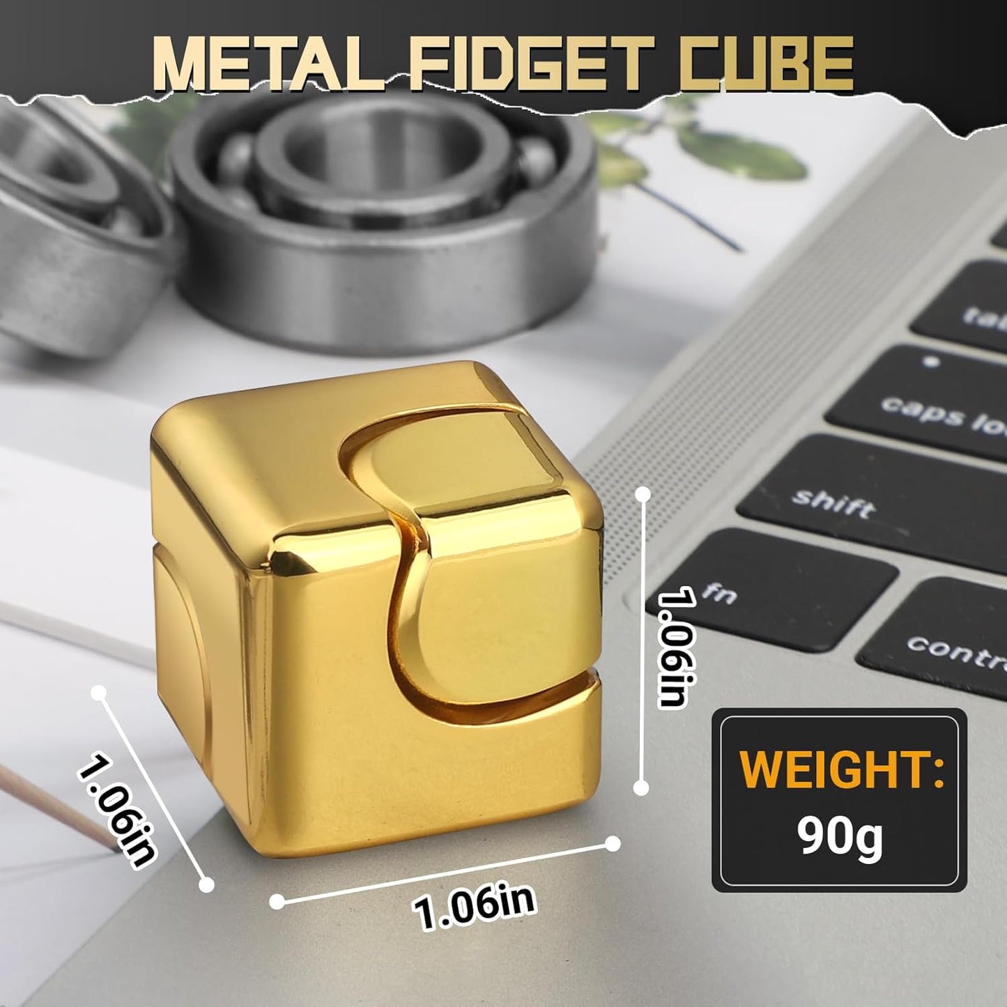Metal Fidget Spinner Cube Kinetic Toy for Kid Adult, Cool EDC Small Gadget Desk Toy Finger Game for Boy Men Gift Classroom Prize, 2-in-1 Hand Spinner Infinity Cube Block Gyro for Stress Relief