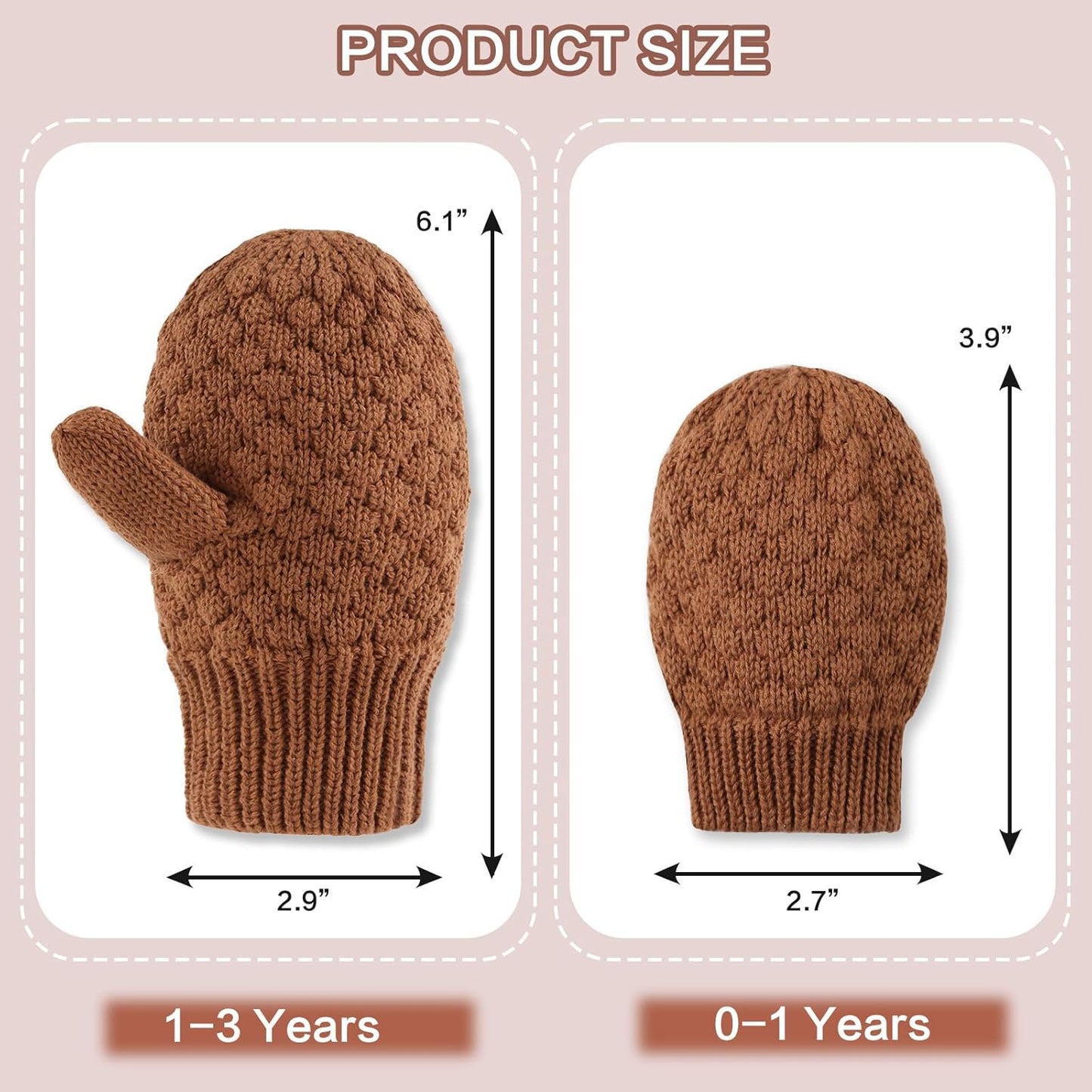 Baby Knit Mittens Toddler Boys Girls Gloves Winter Infant Newborn No Scratch Mitten 0-3 Years